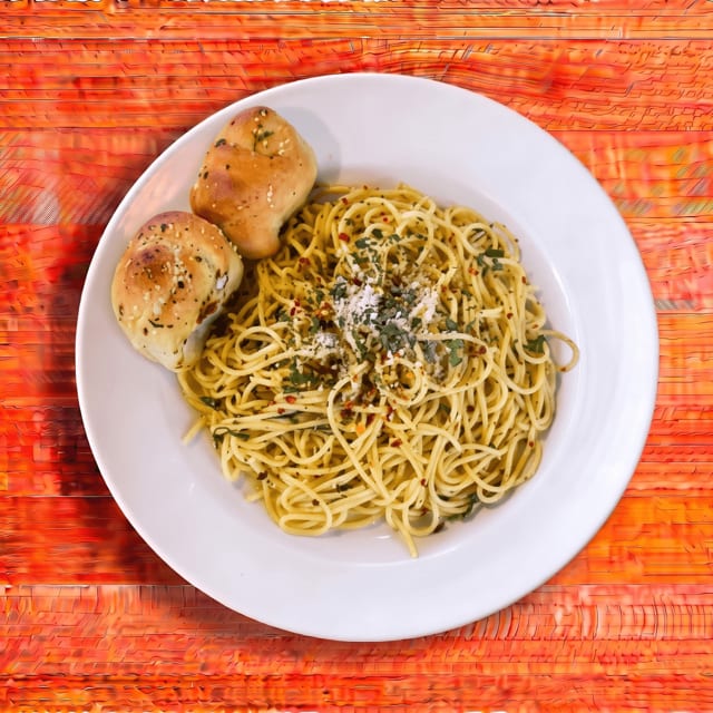 GF Penne Aglio e Olio.